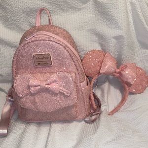 Millennial Pink Disney Loungefly Backpack w/matching Ears